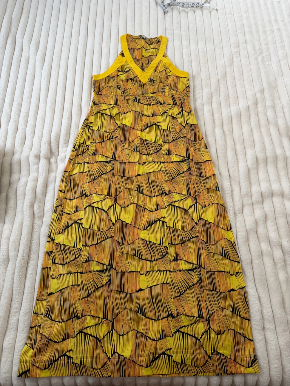 Yellow Patterned Maxi Dress - Sleeveless V-Neck Reserva/ Brazilian brand